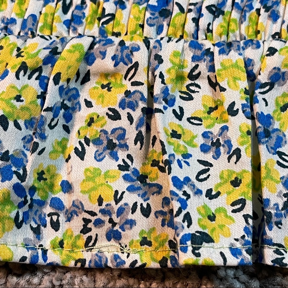 TOPSHOP Blue Yellow Smocked Tank Top Size 6 NWOT - Picture 2 of 6